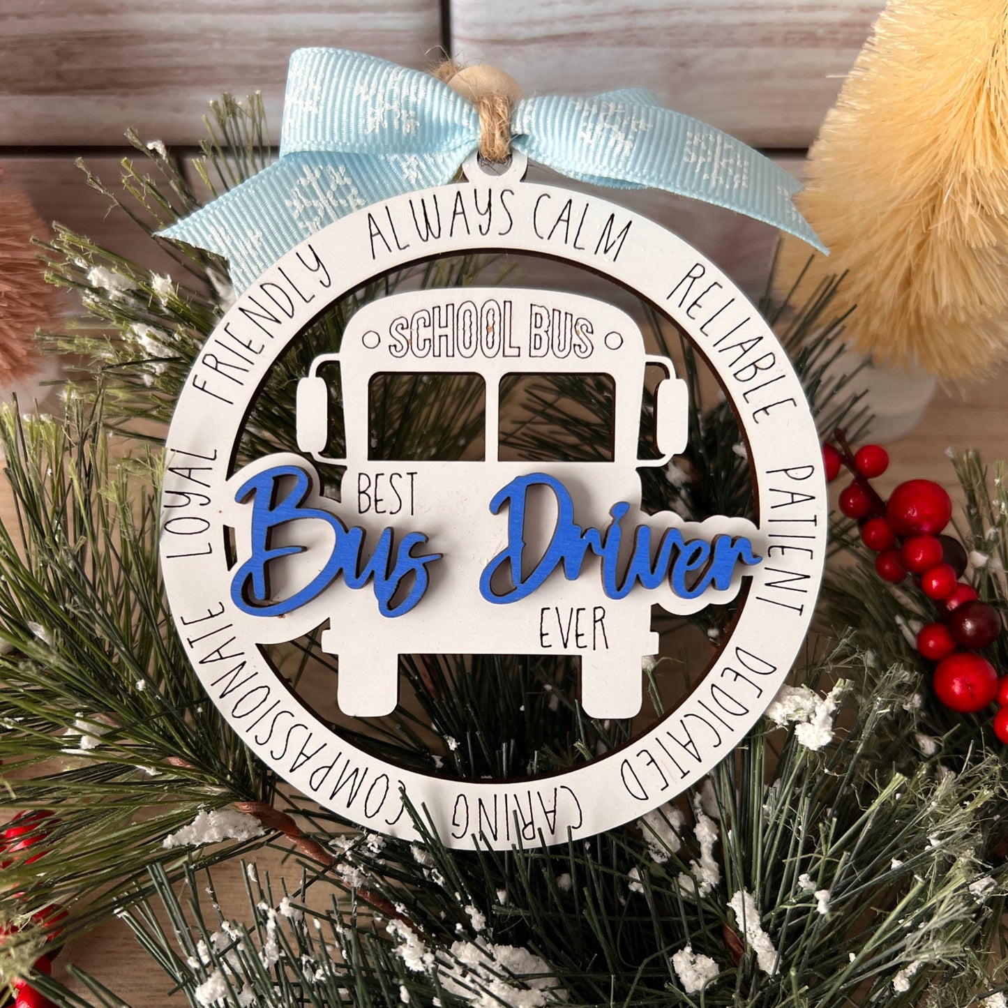 Christmas Ornament Best Bus Driver, Personalized Gift for Bus Drivers - Unique Christmas Gift Idea, School Christmas Gift, Kids School Gift - JJHG Custom Designs